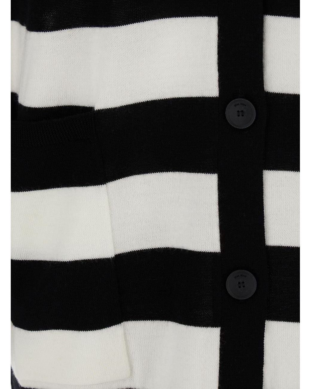 Max Mara Black And Wool Cardigan With Embroidery Virgin Tops
