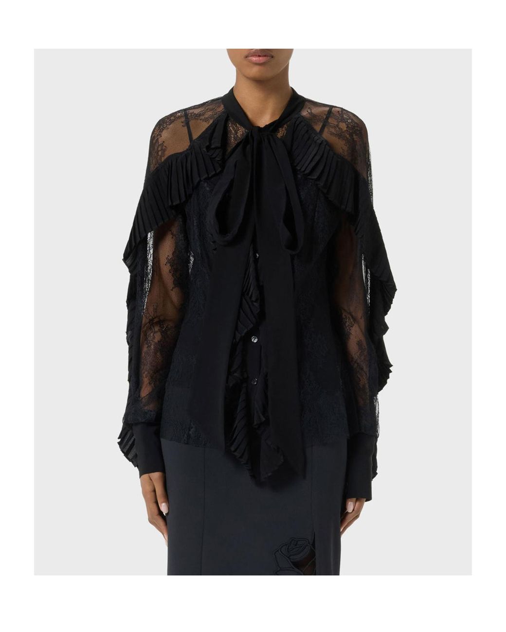 Blumarine Black Long-Sleeves Blouse