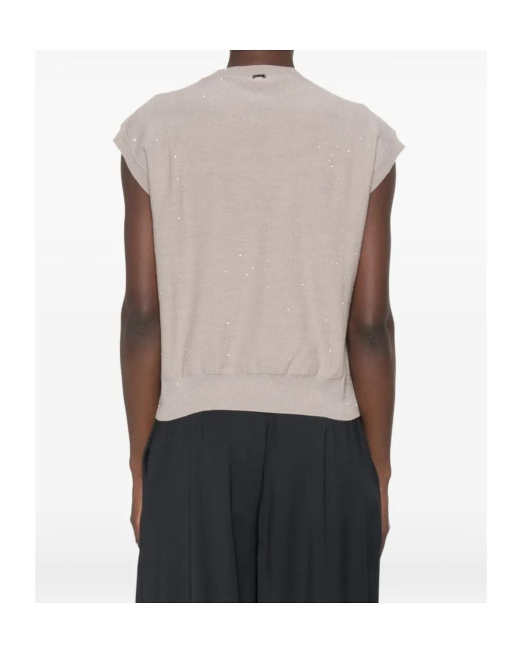 Herno Brown Sequin-Embellished Knit Top