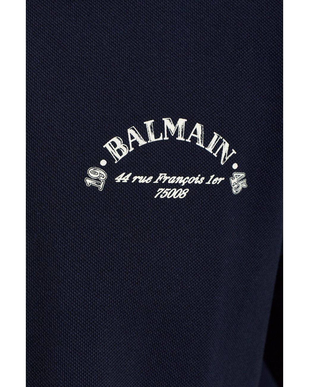 Balmain Blue Logo-Print Cotton Polo Shirt for men