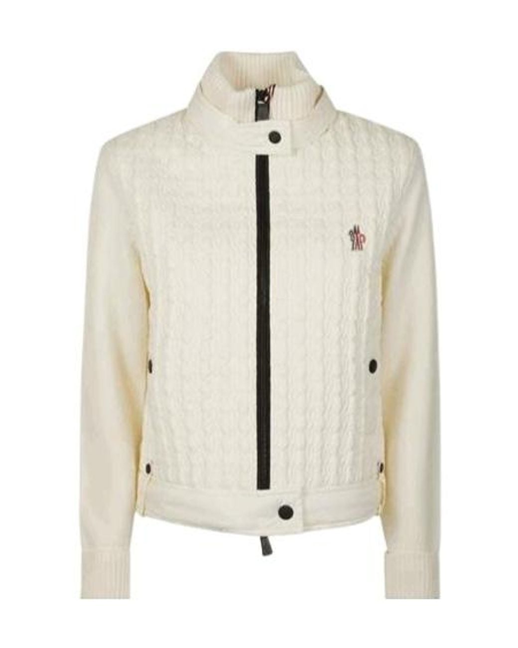 Moncler Natural Grenoble Quilted Zip-Up Knitted Sweater
