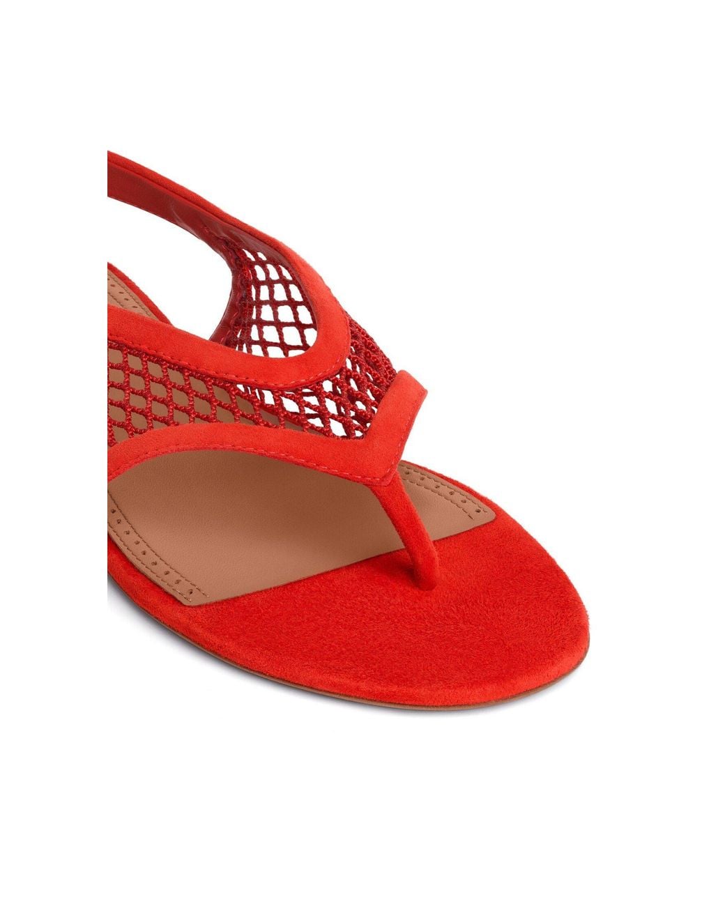 Alaïa Red Round-Toe Flat Sandals