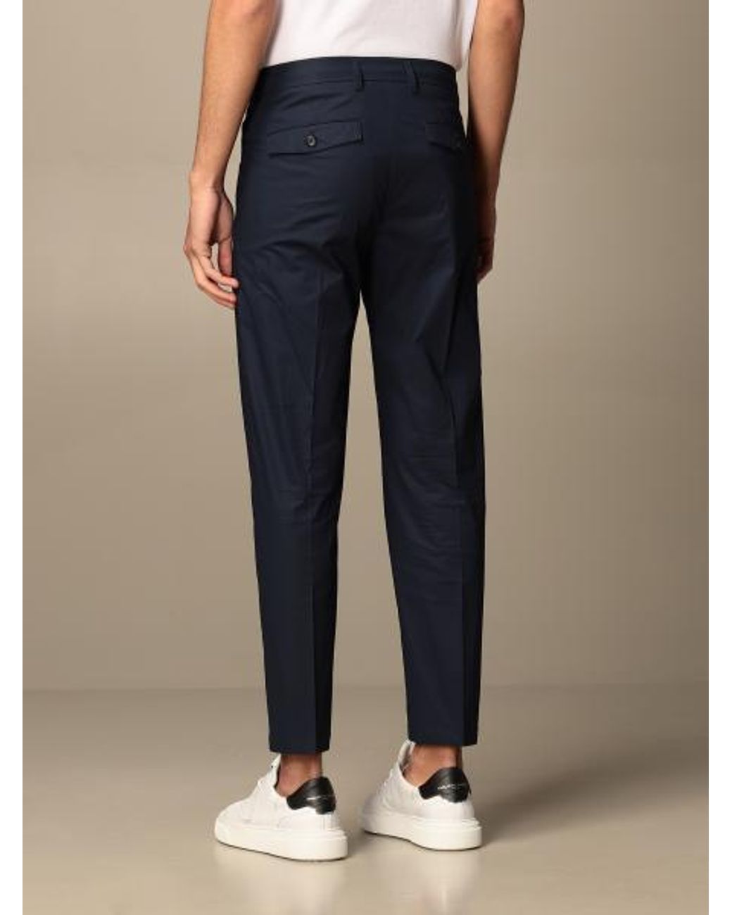 Department 5 Blue Pleated Poplin Pants for men