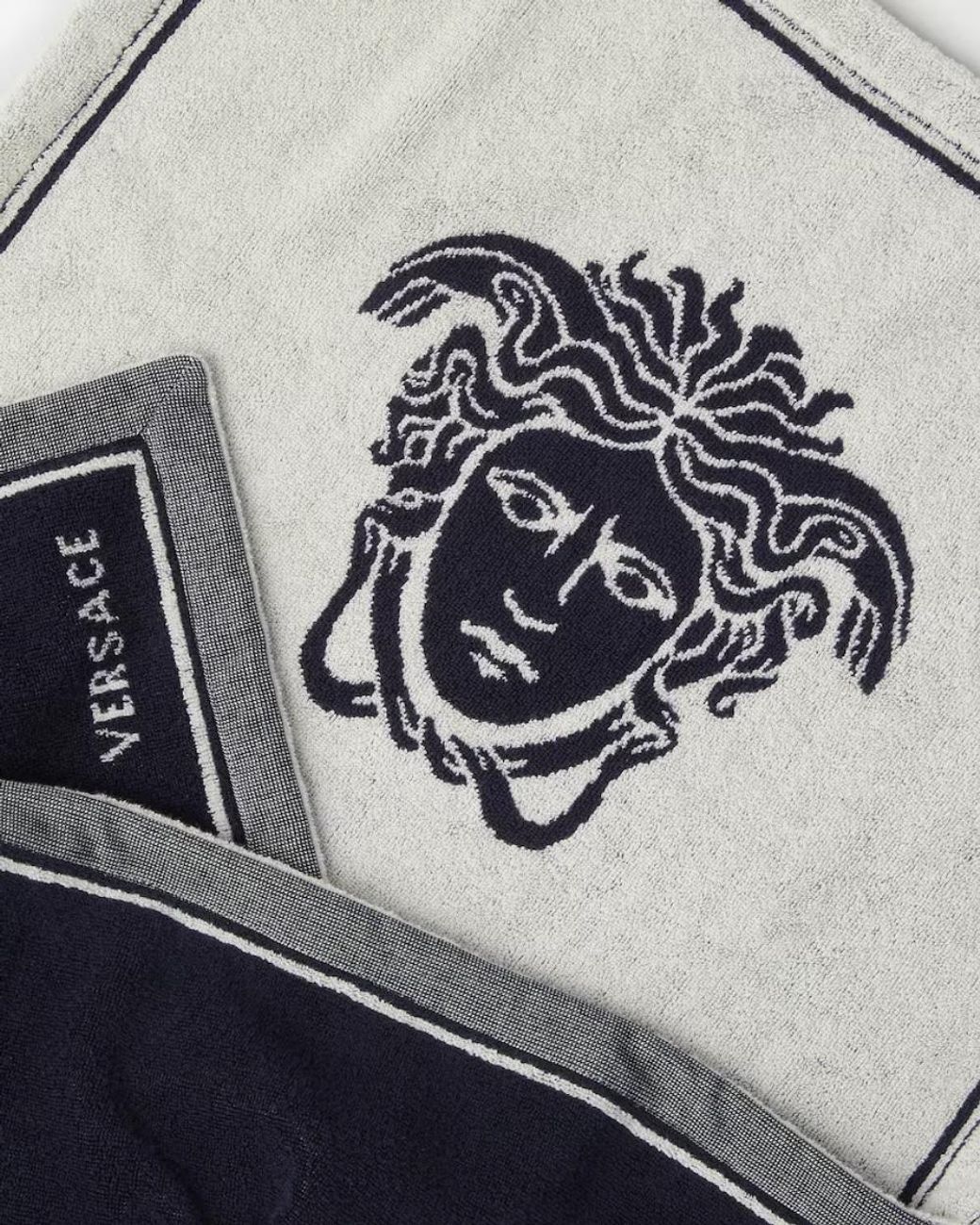 Versace Blue Cotton-Terry Jacquard Bath Towel for men