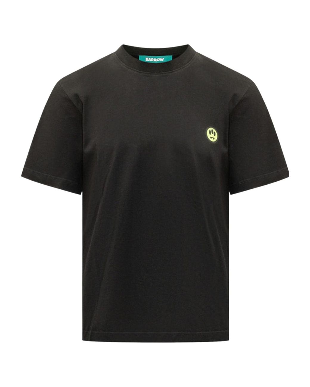 Barrow Black Mini Smiley Logo Vintage Wash Short Sleeve T-Shirt for men
