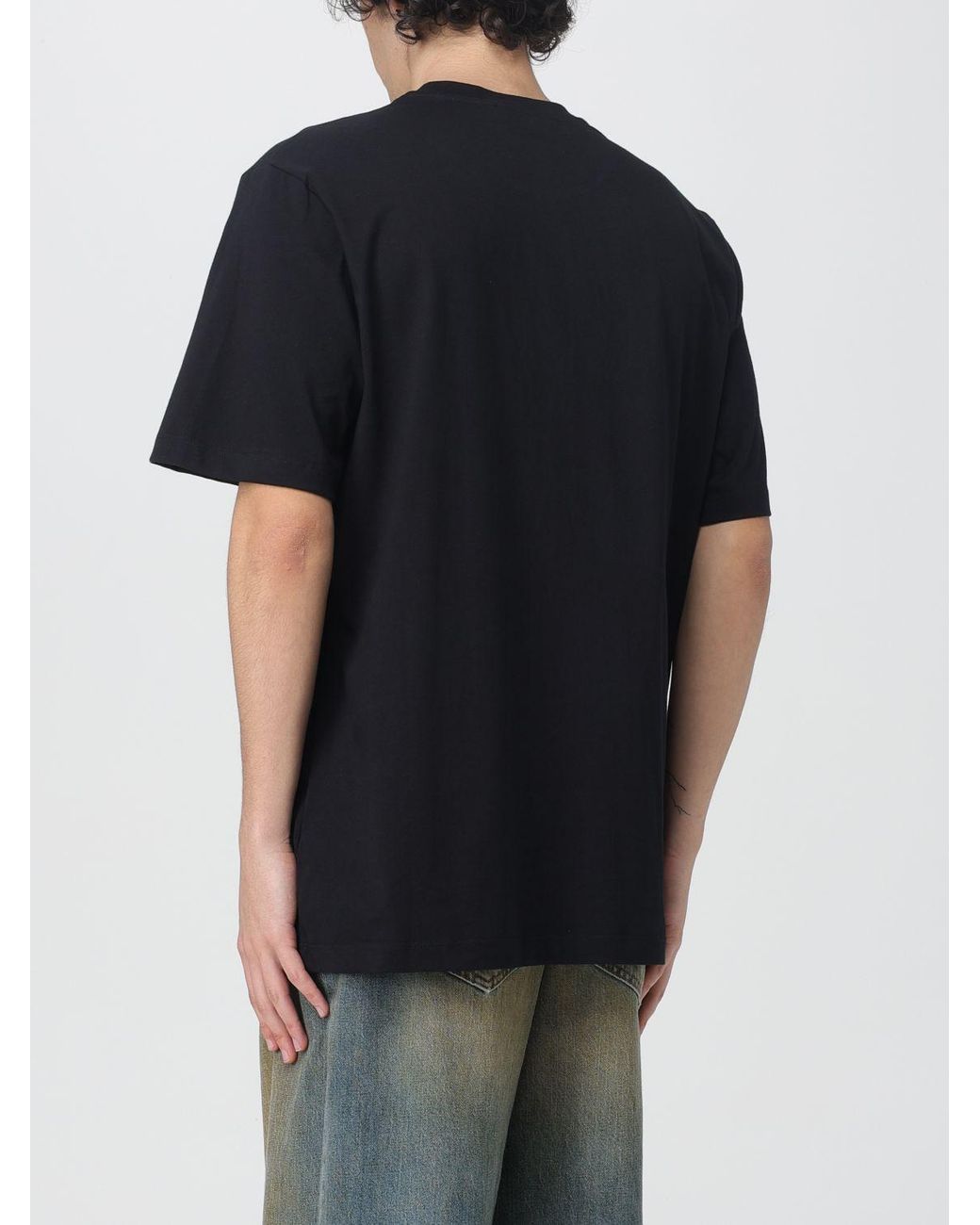 MSGM Black Logo Printed Crewneck T-Shirt for men