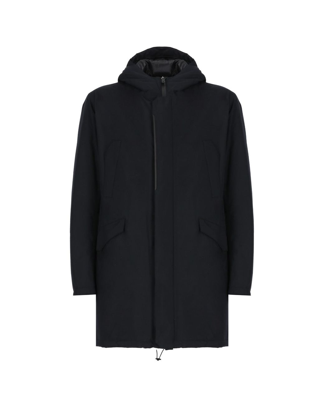 Herno Black Zip-Up Hooded Parka for men