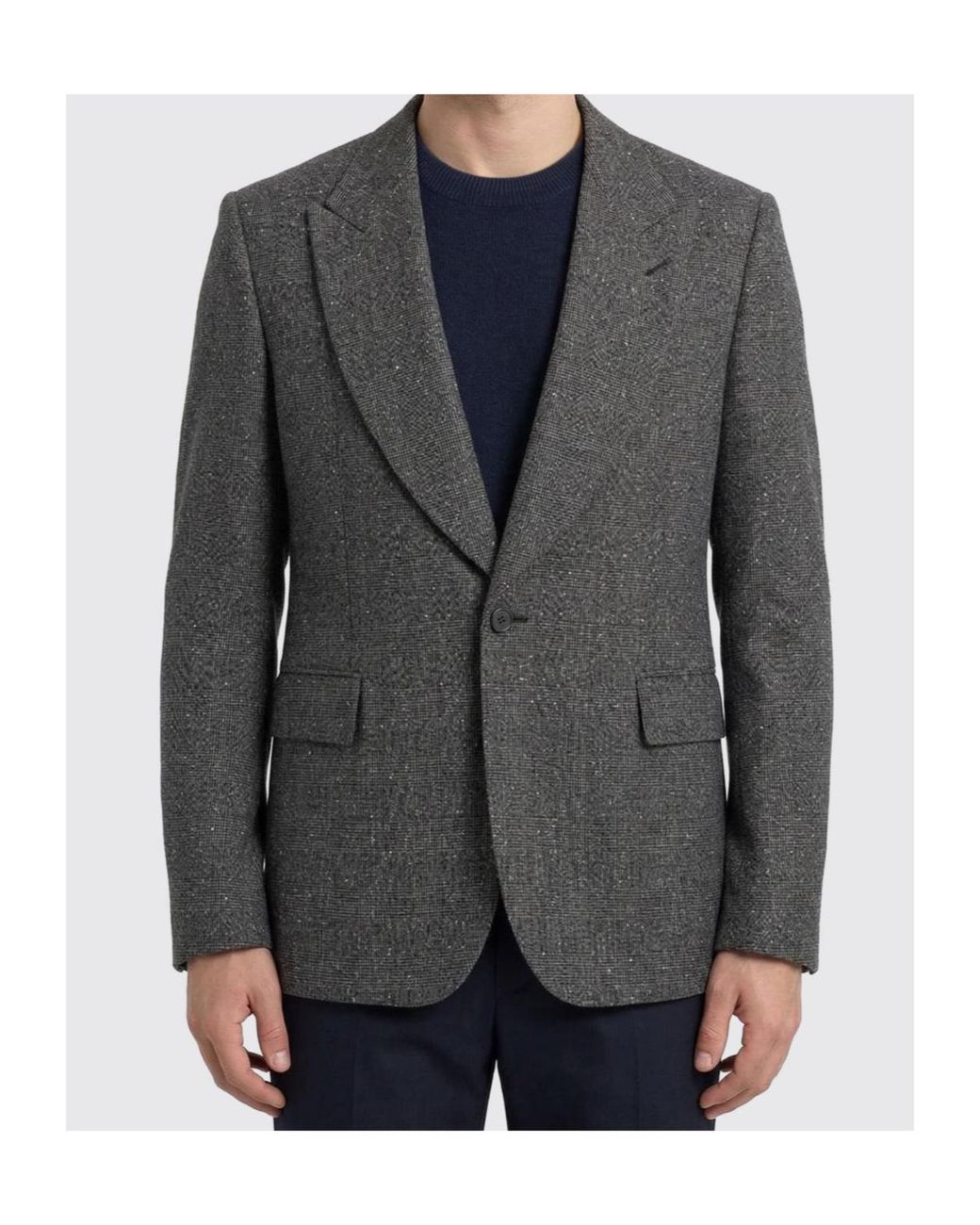 McQueen Gray Single Breasted Embellished Jacket for men