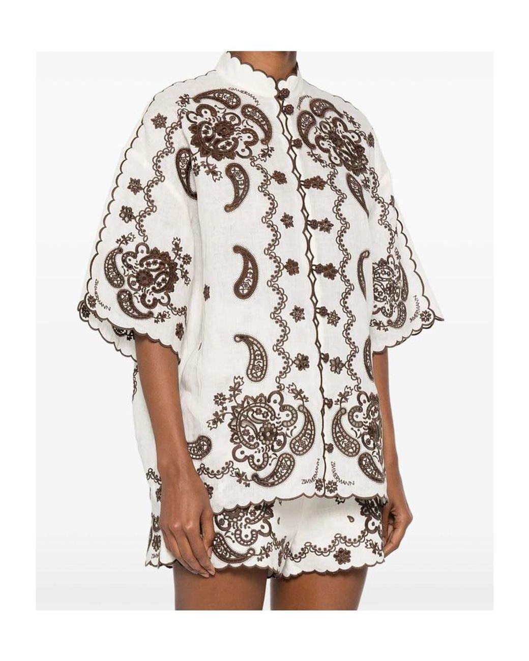 Zimmermann White Ascension Embroidered Shirt