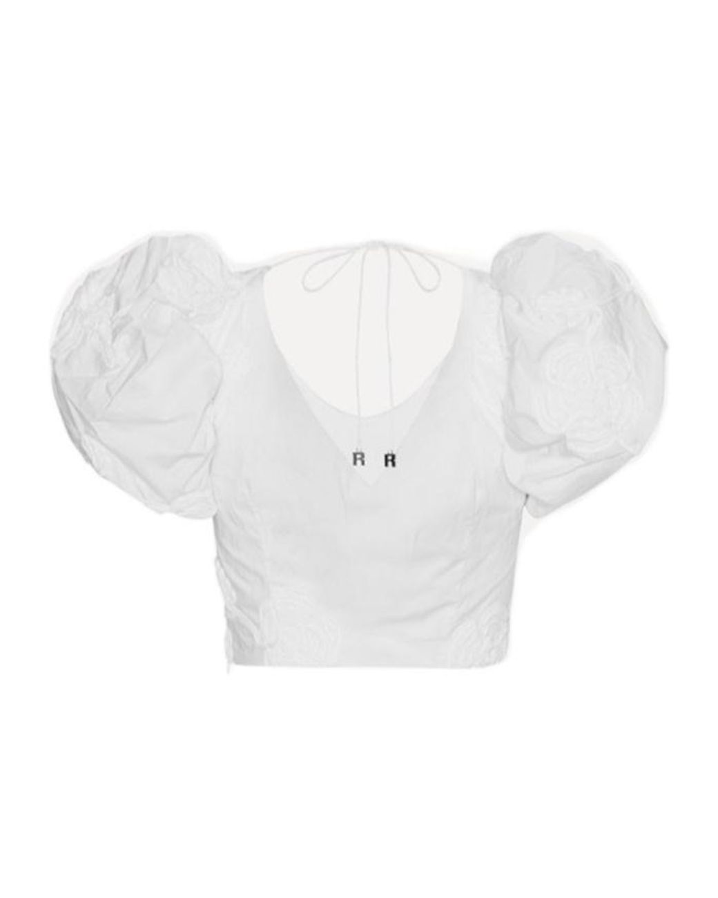 ROTATE BIRGER CHRISTENSEN White Puff-Sleeve Floral-Embroidered Top
