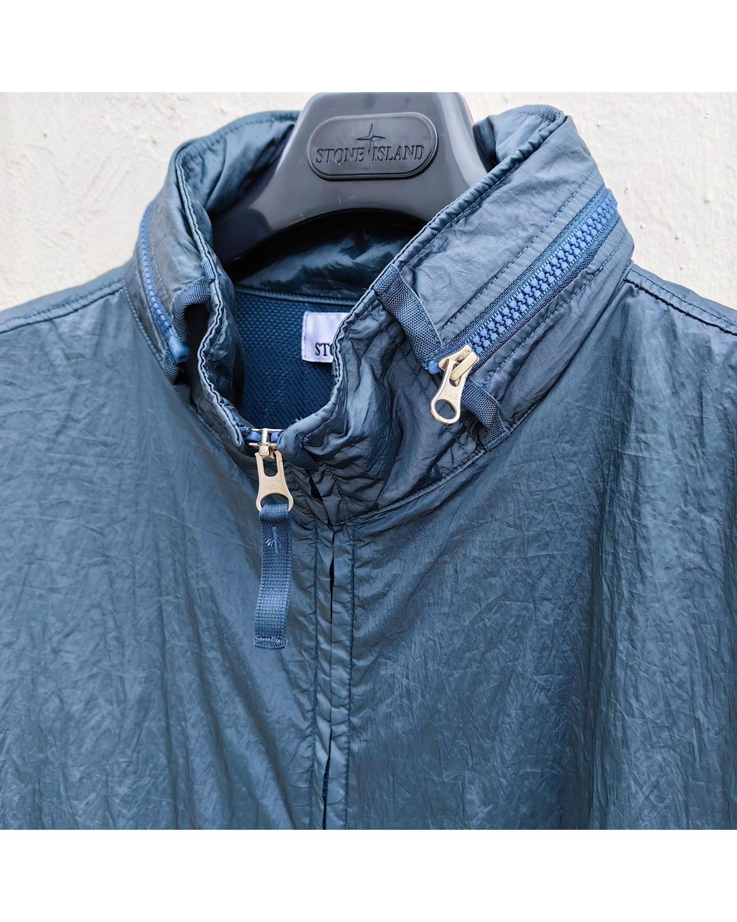 Stone Island Blue Logo Patch Zipped Jacket for men