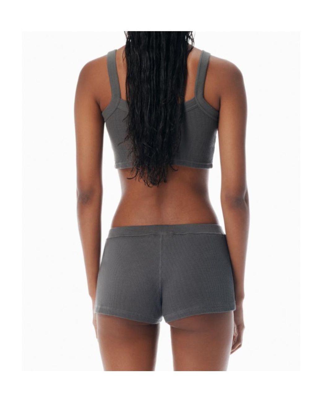 Alexander Wang Gray Waffle-Knit Cami Tank