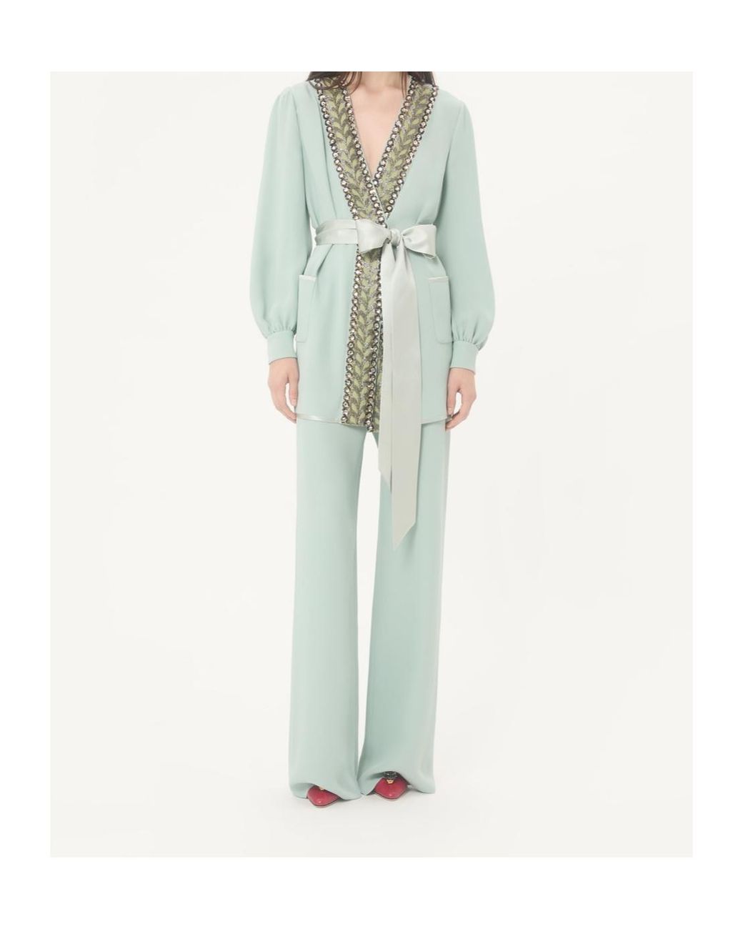 Valentino Green Embroidered-Detail Blouse