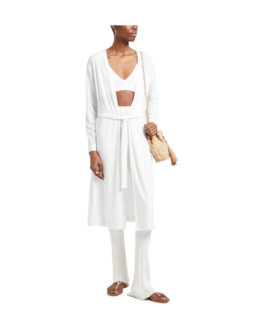 Max Mara White Solid-Color Lightweight Knit Top