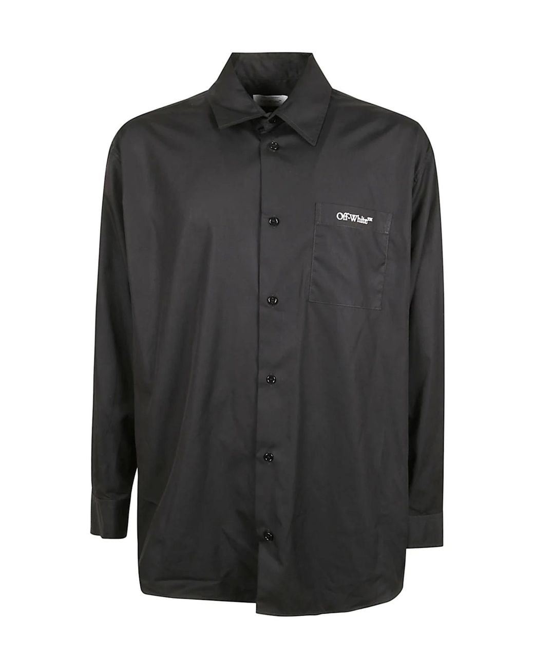 Off-White c/o Virgil Abloh Black Logo Embroidered Button-Up Shirt for men