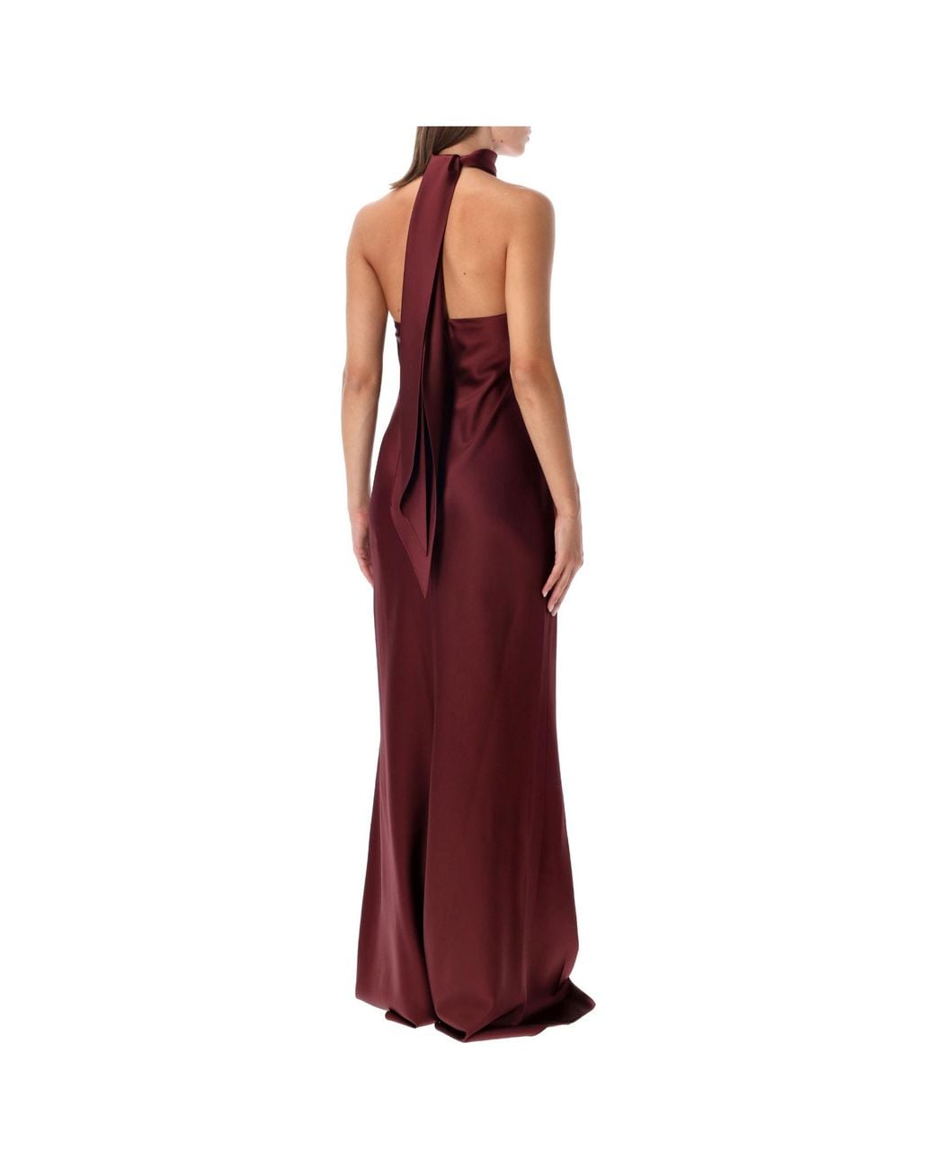 Ralph Lauren Red Bow-Detail Halterneck Dress