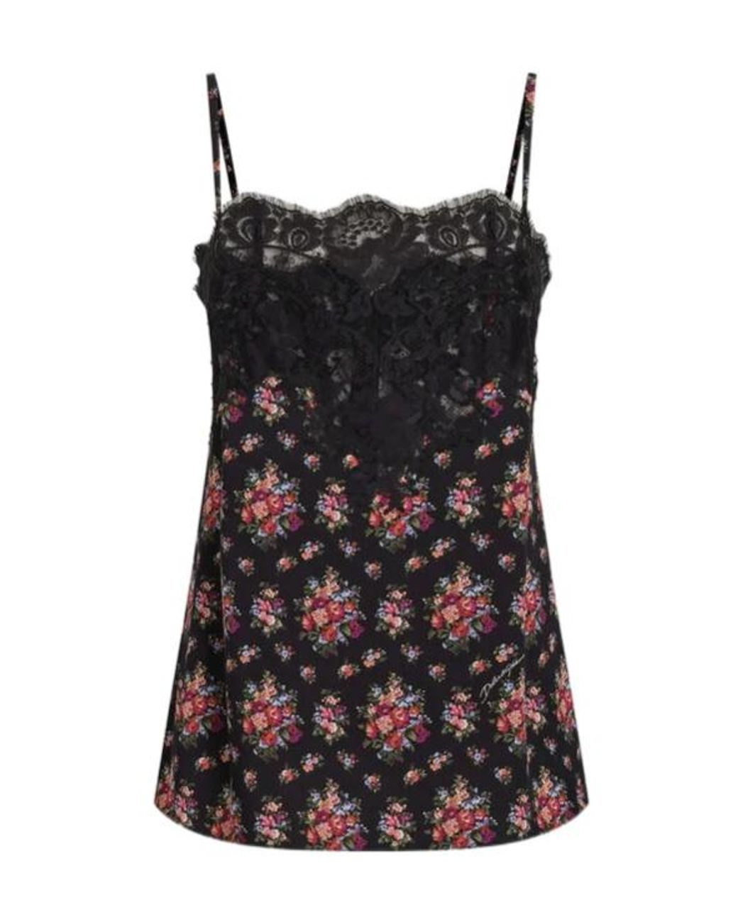 Dolce & Gabbana Black Lace Floral Tank Top