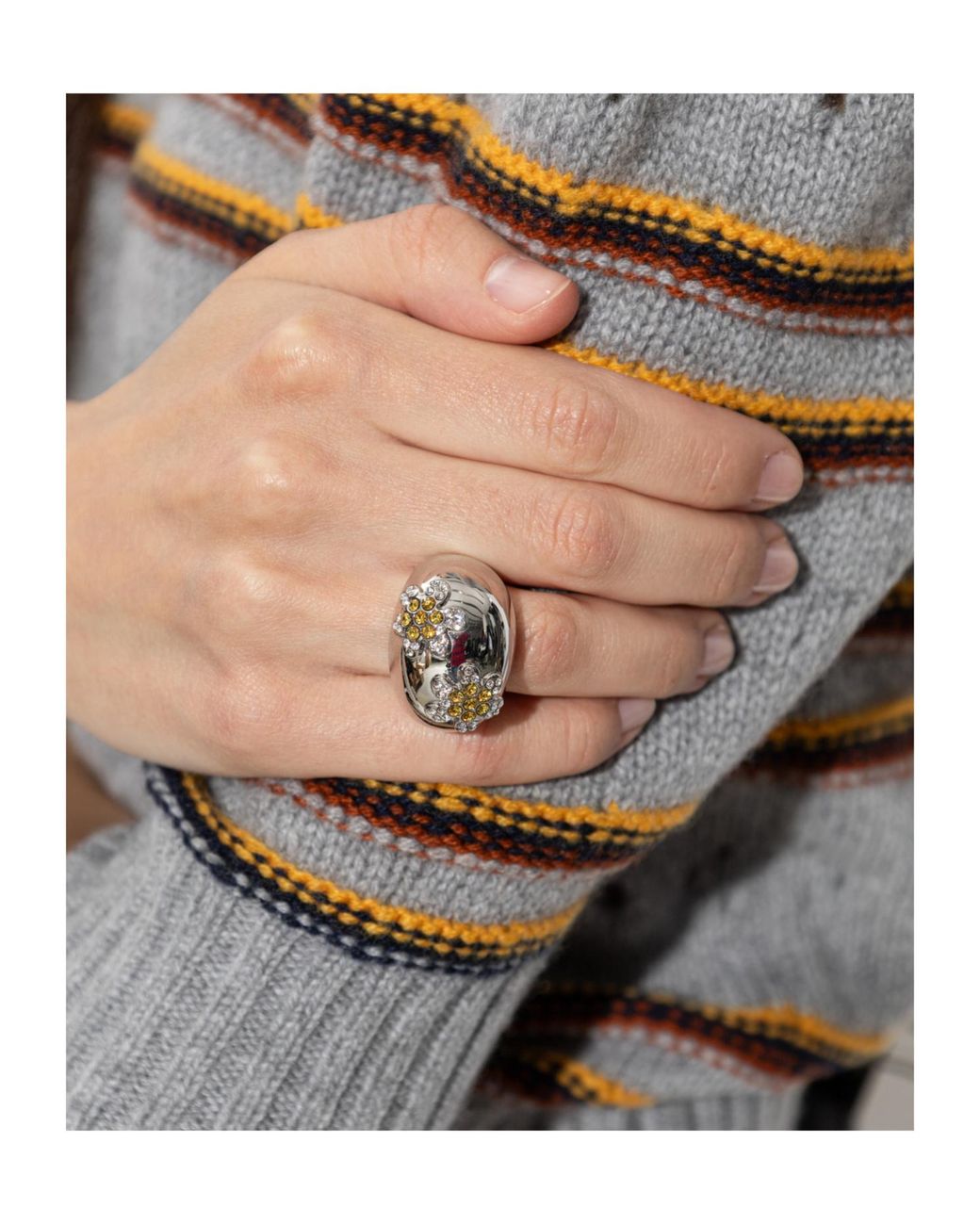 Marni White Daisy Embellished Ring