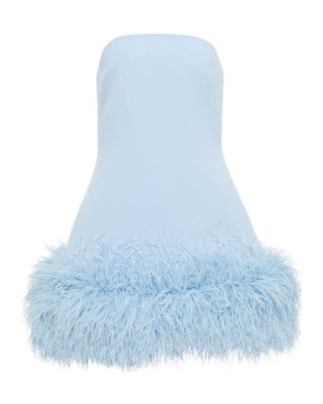 Safiyaa Blue Feather-trimmed Crepe Minidress