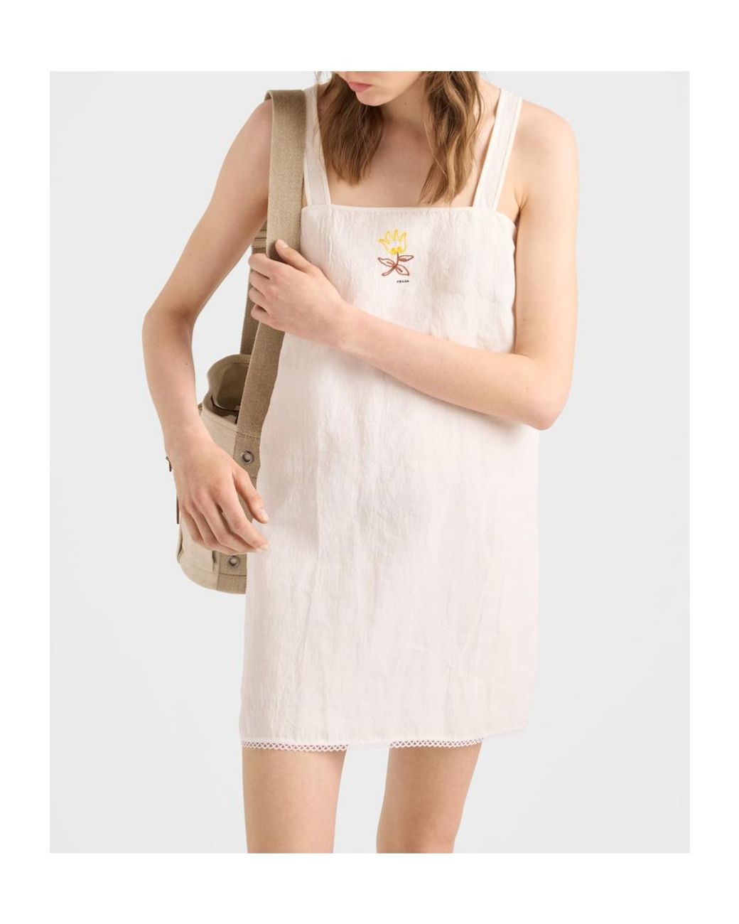 Prada White Embroidered Mini Dress