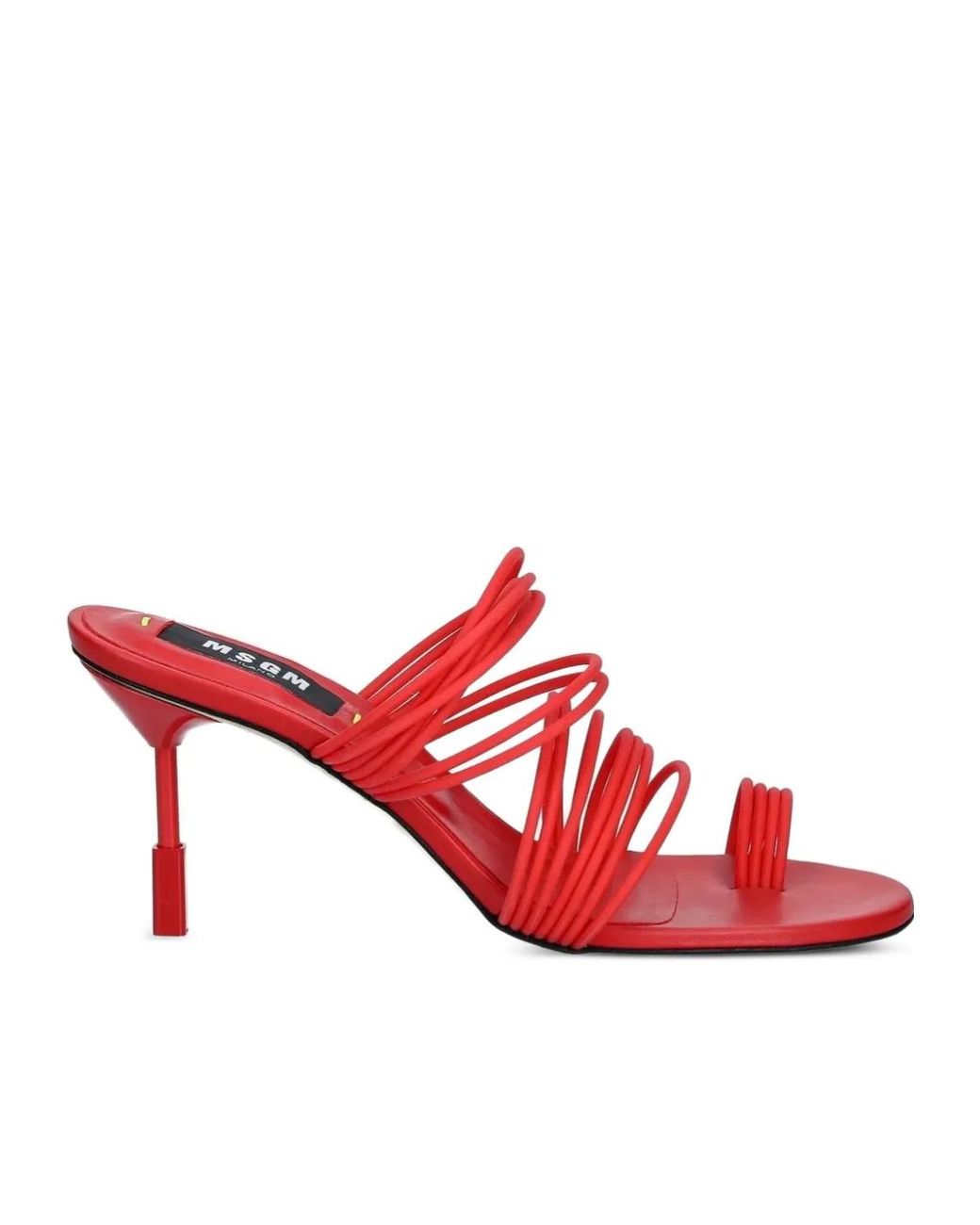 MSGM Red Multiple-Strap Heeled Sandals