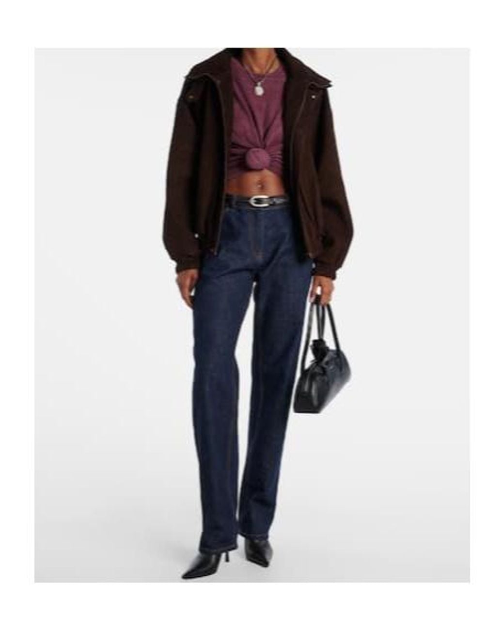 Magda Butrym Brown Long-Sleeved Leather Jacket