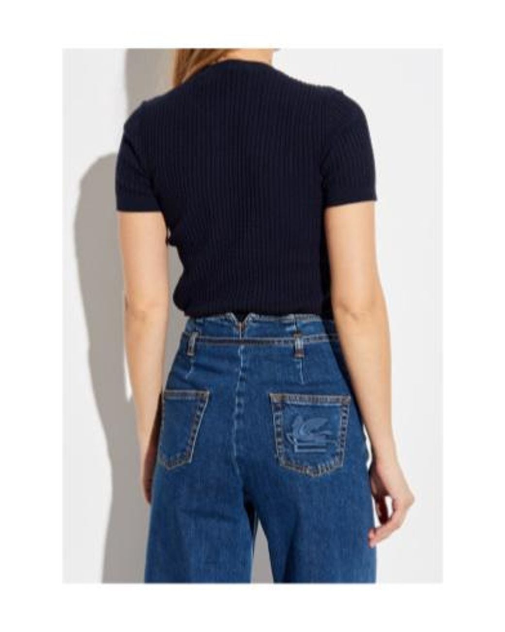 FRAME Blue Short Sleeve Crewneck Top