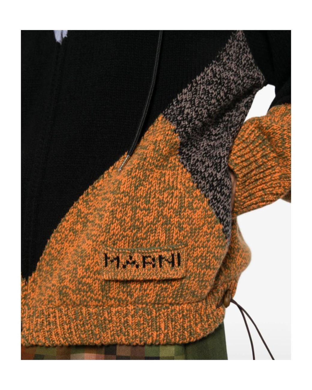 Marni Blue Colour-Block Intarsia-Knit Sweater