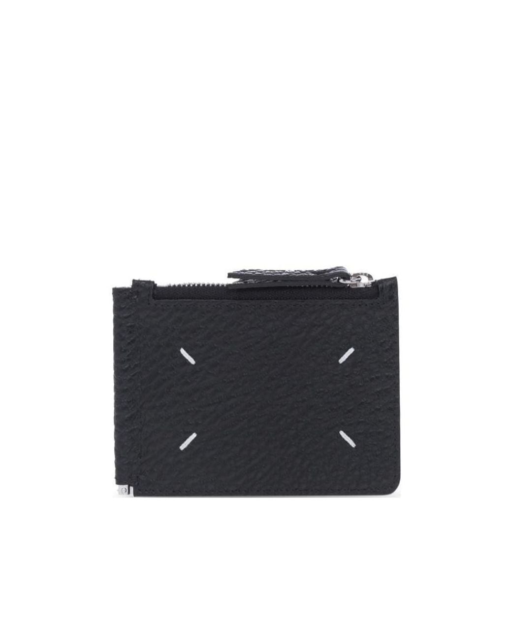 Maison Margiela Black Four-Stitch Clip Wallet