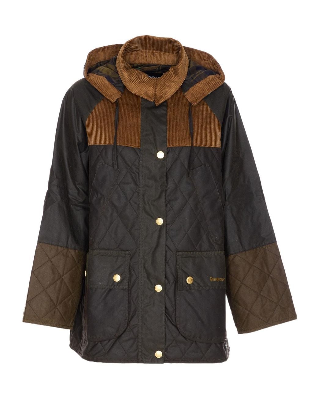Barbour Black Panelled Waxed Parka