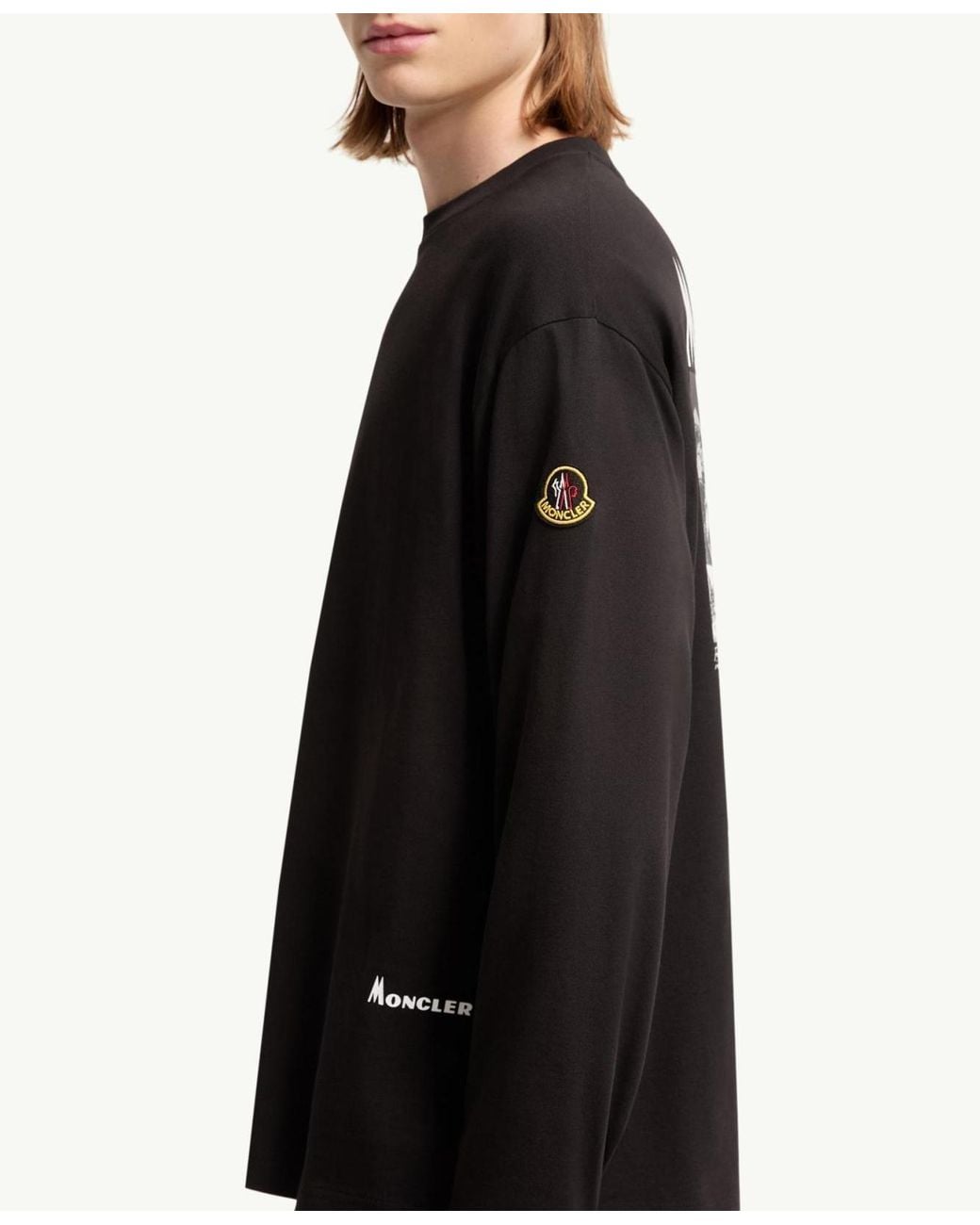 Moncler Blue K2 Print Long Sleeve Cotton T-Shirt for men