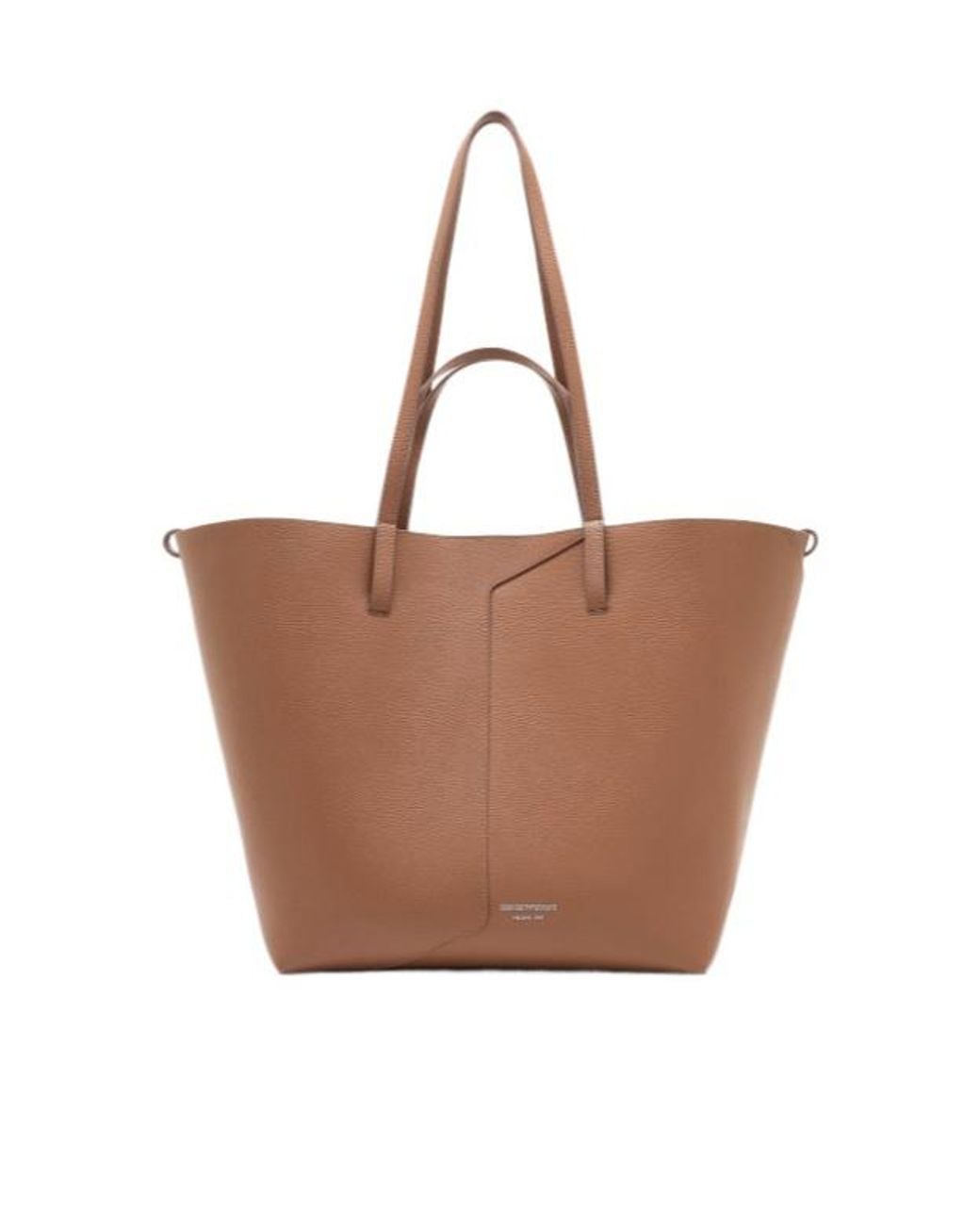 Emporio Armani Brown 1981 Logo-Print Leather Tote Bag