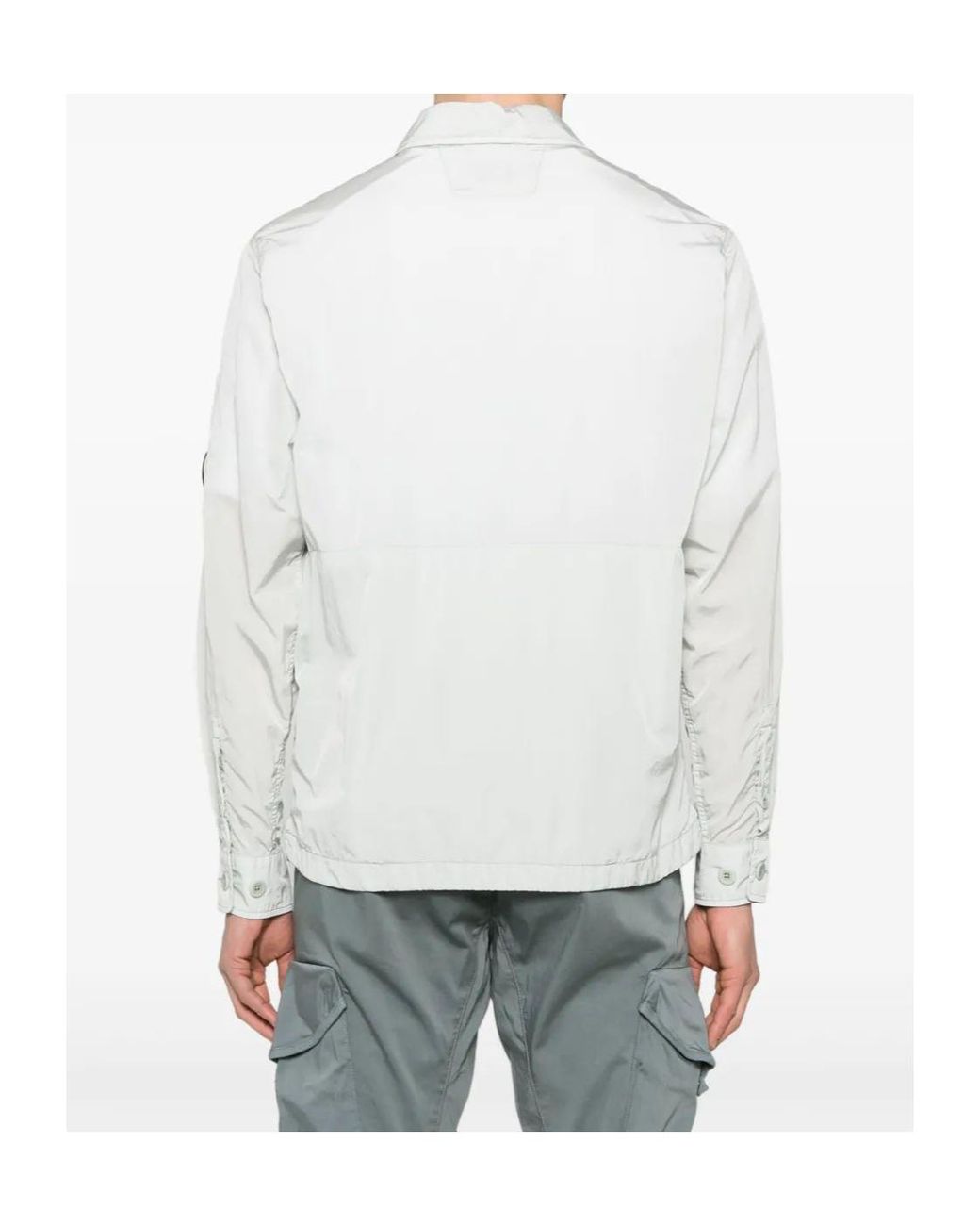 C P Company White Lens-Detail Overshirt for men