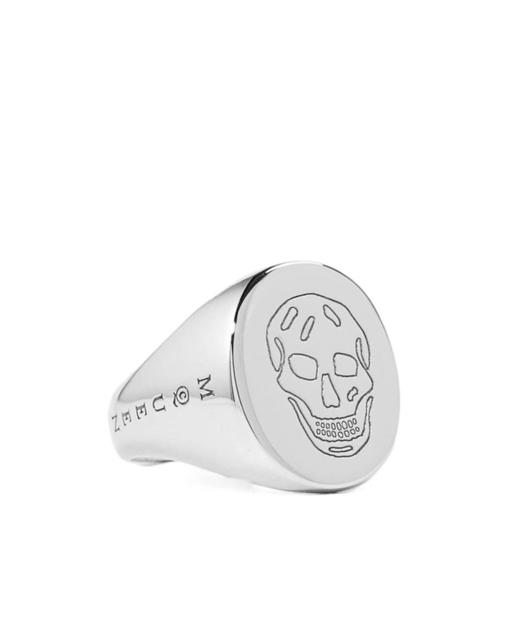McQueen White Alex Skull Metal Seal Ring for men