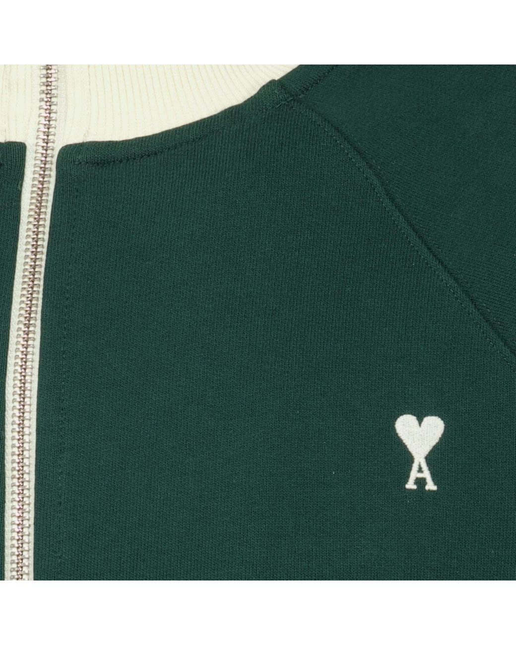 AMI Green Ami Ami De Coeur Zip-Up Sweatshirt for men