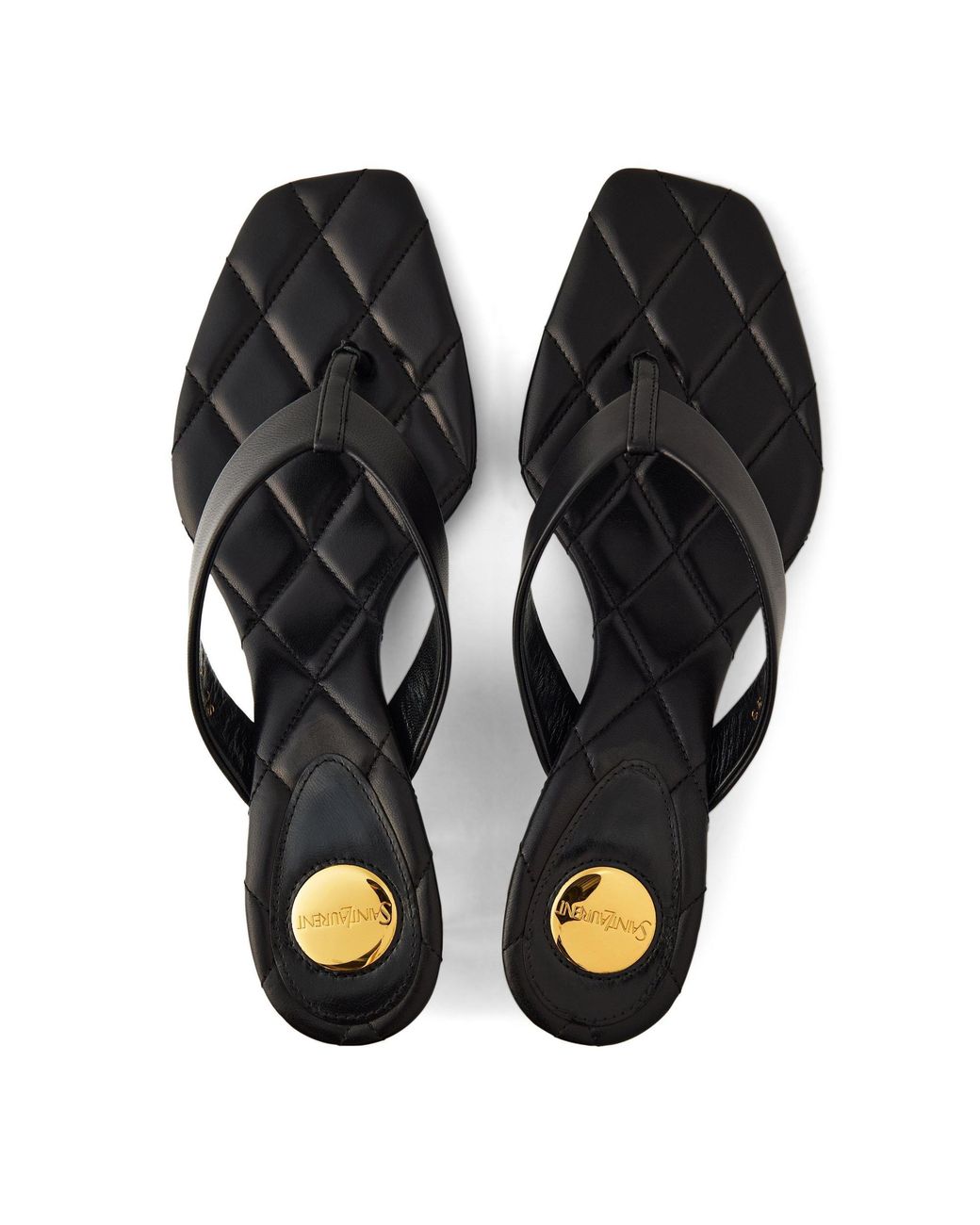 Saint Laurent White Squaretoe Thong Sandal