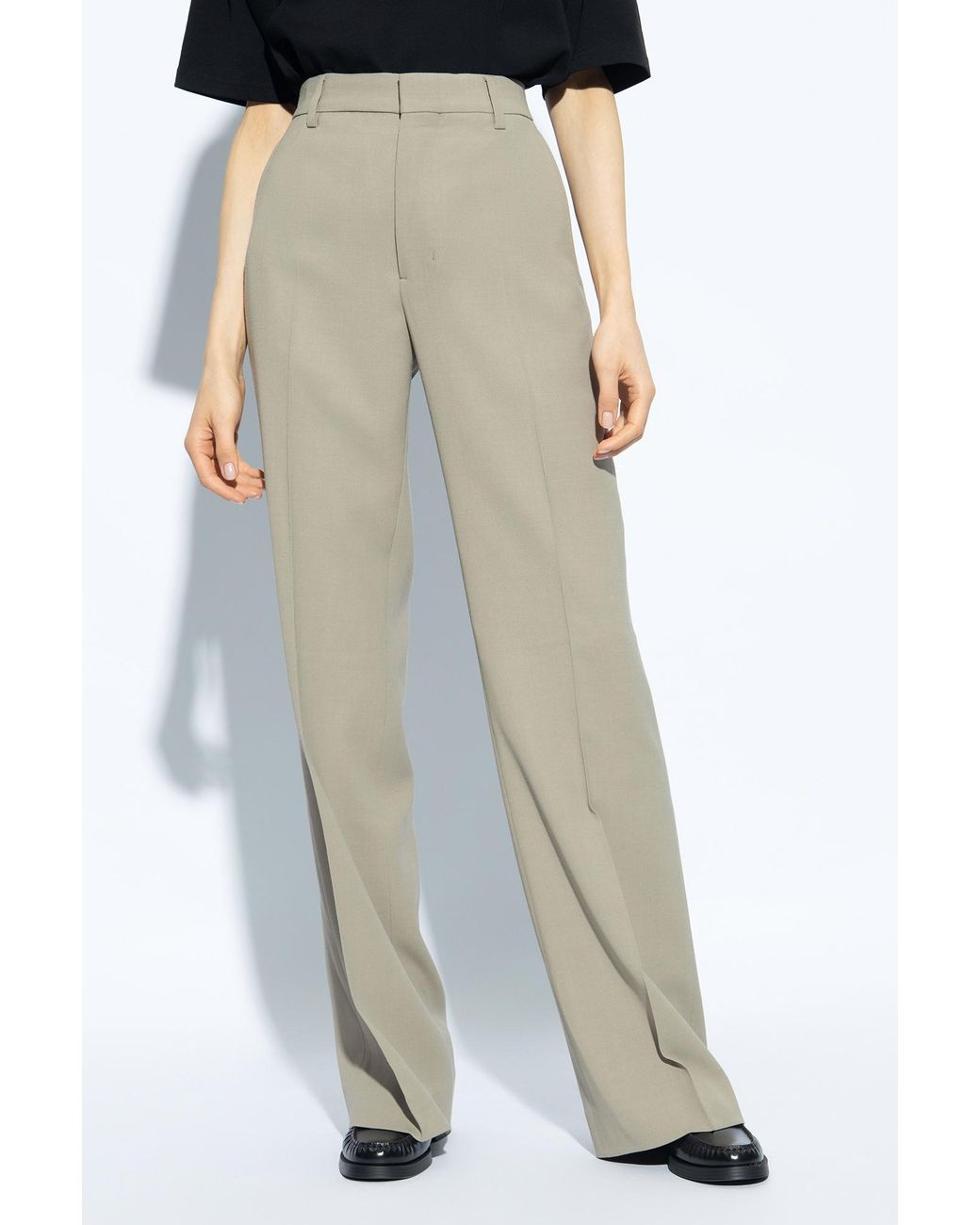 AMI Gray Ami High-Waist Tailored Trousers