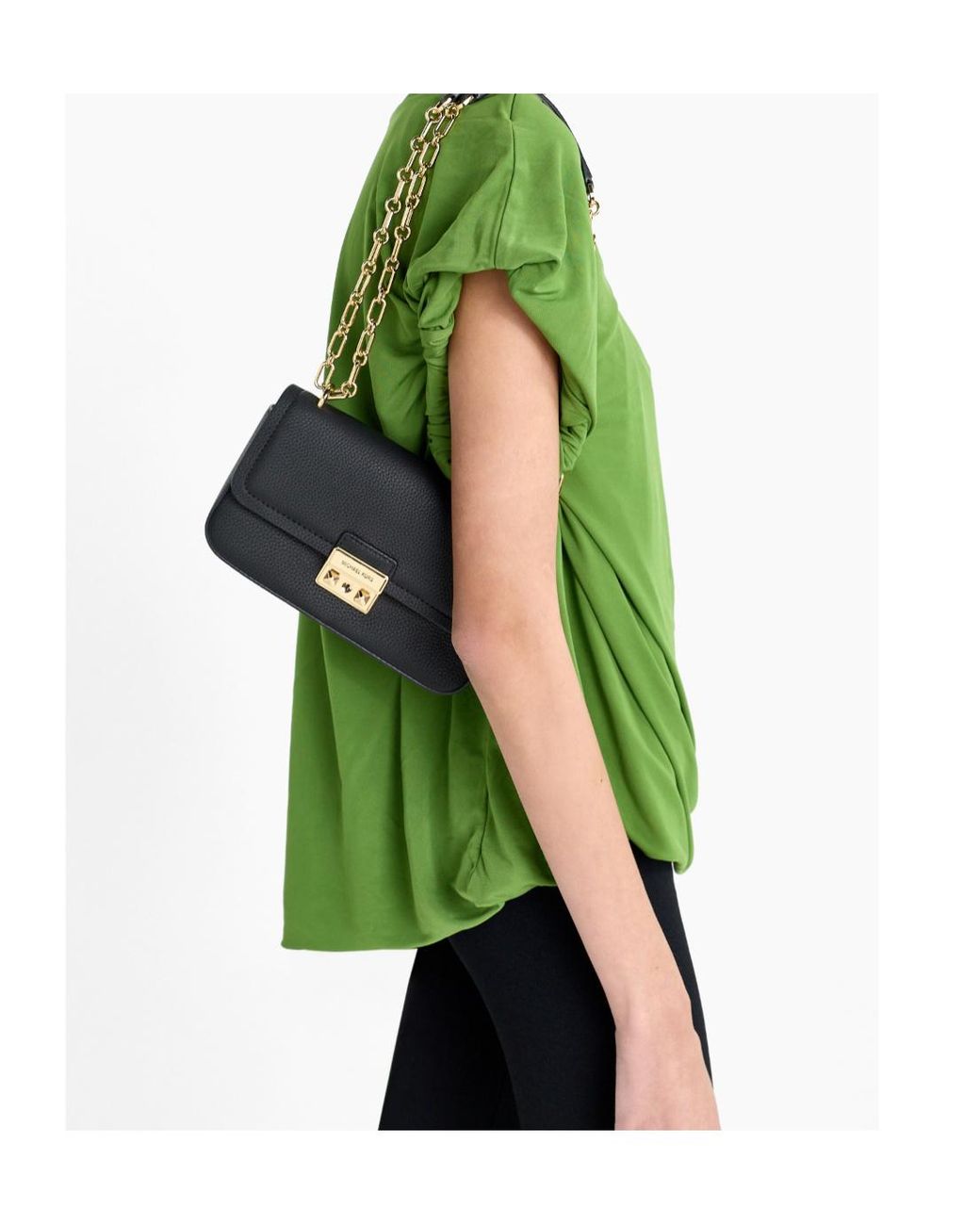 Michael Kors Black Small Tribeca Foldover Top Shoulder Bag