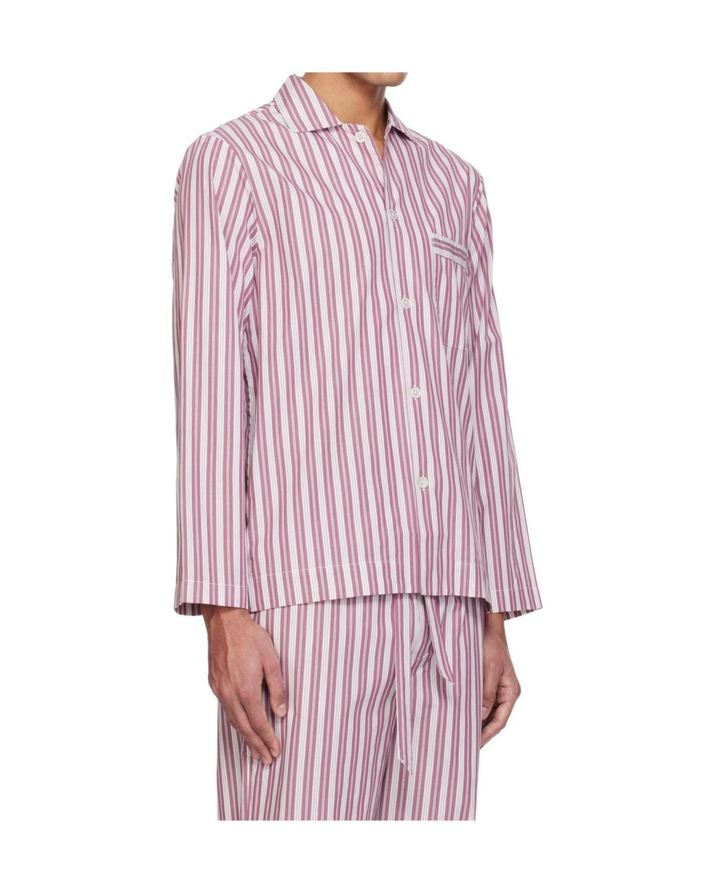Tekla Pink Striped Pyjamas Shirt for men