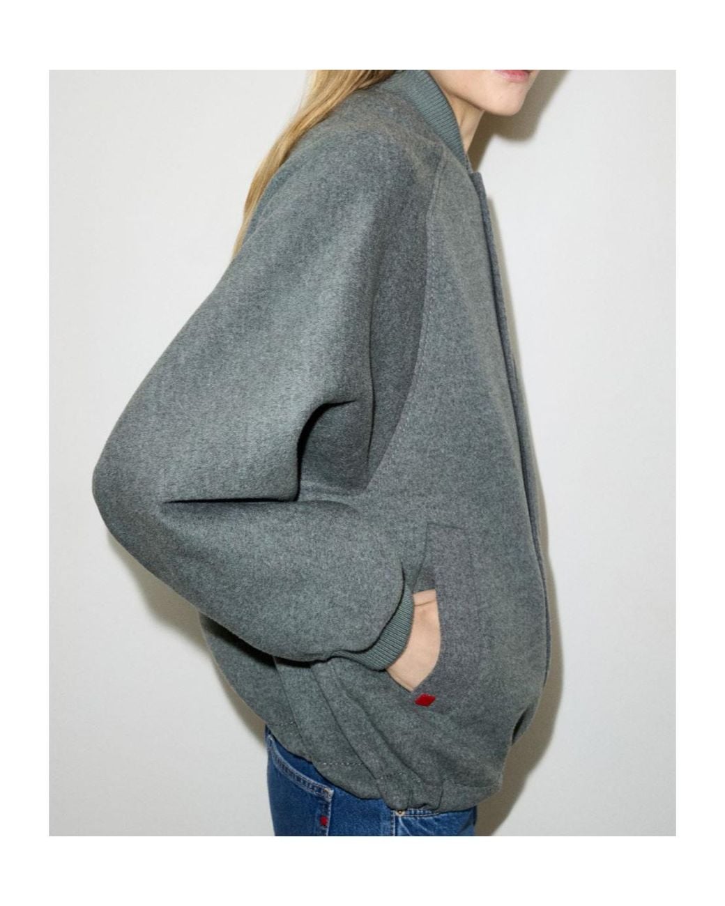MAX&Co. Gray Double-Woven Wool Bomber Jacket