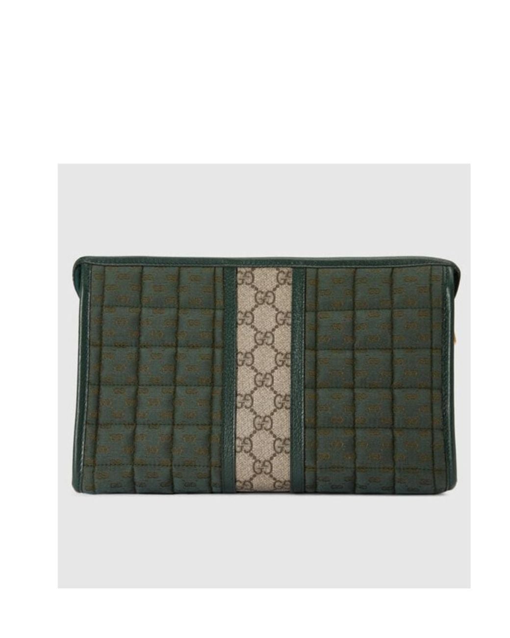 Gucci Green Gg-Canvas Quilted Clutch for men