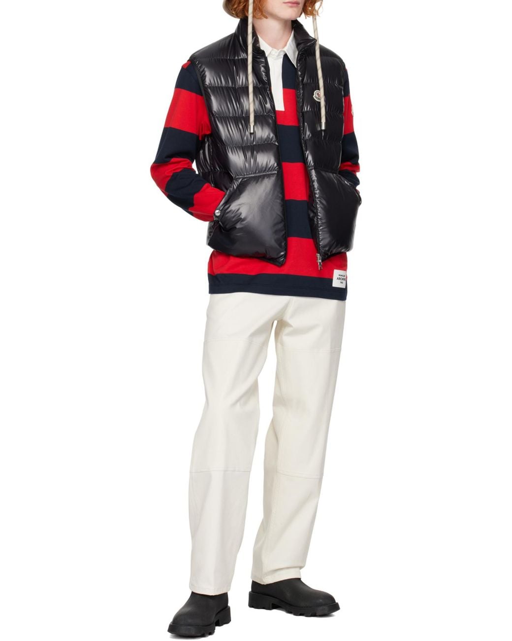 Moncler Gray Logo Patch Straight-Leg Trousers for men