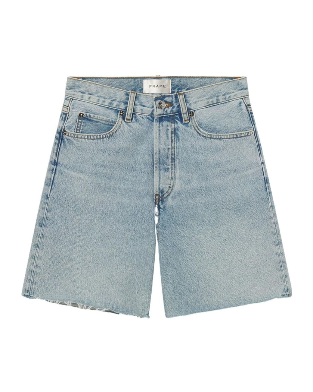 FRAME Blue High Waist Denim Shorts