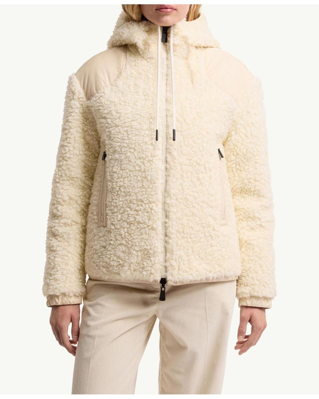 Moncler Natural Grenoble Hooded Zip-Up Jacket