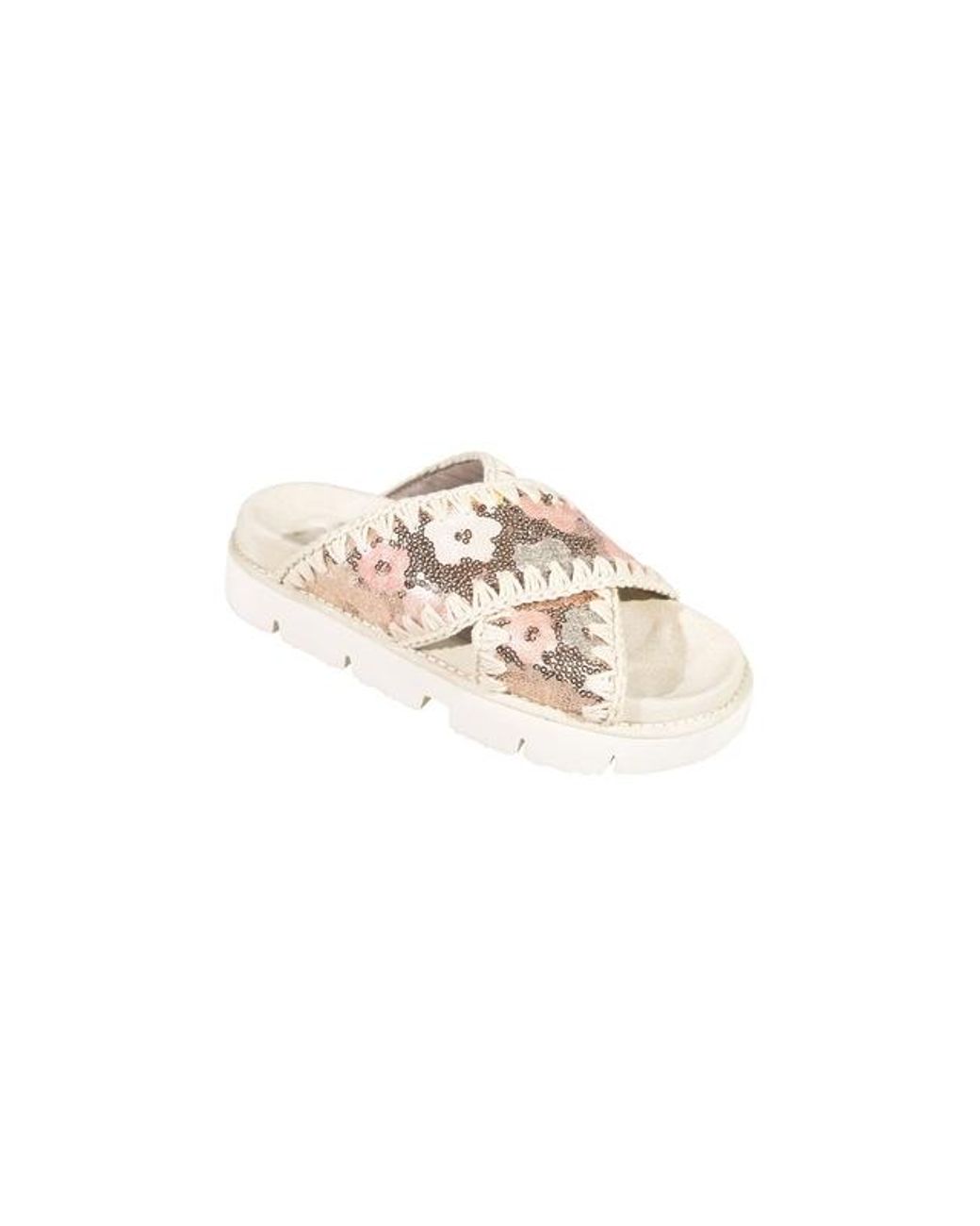 Mou Pink Sequin-Embellished Sandals