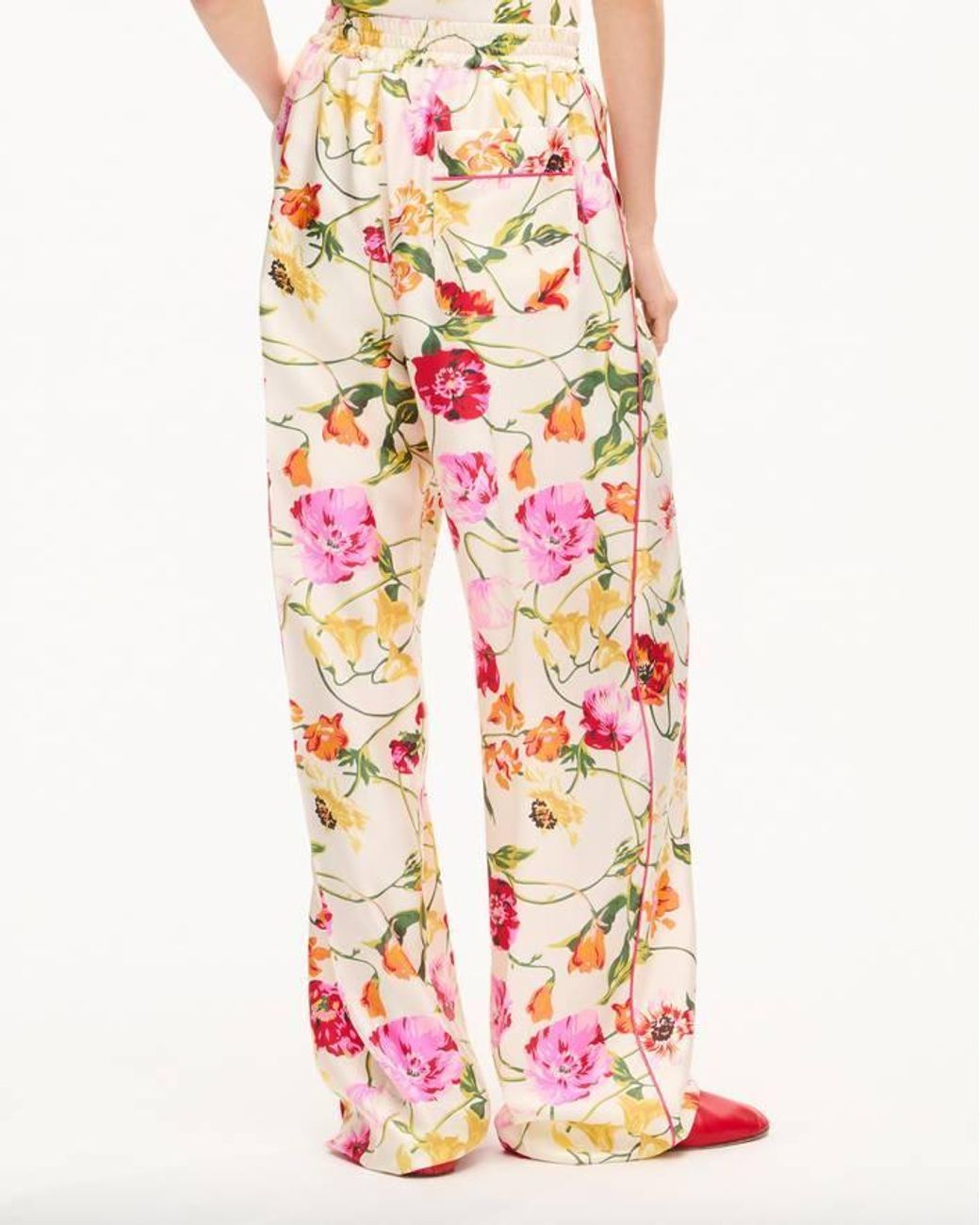 KENZO White Floral Print Drawstring Pants