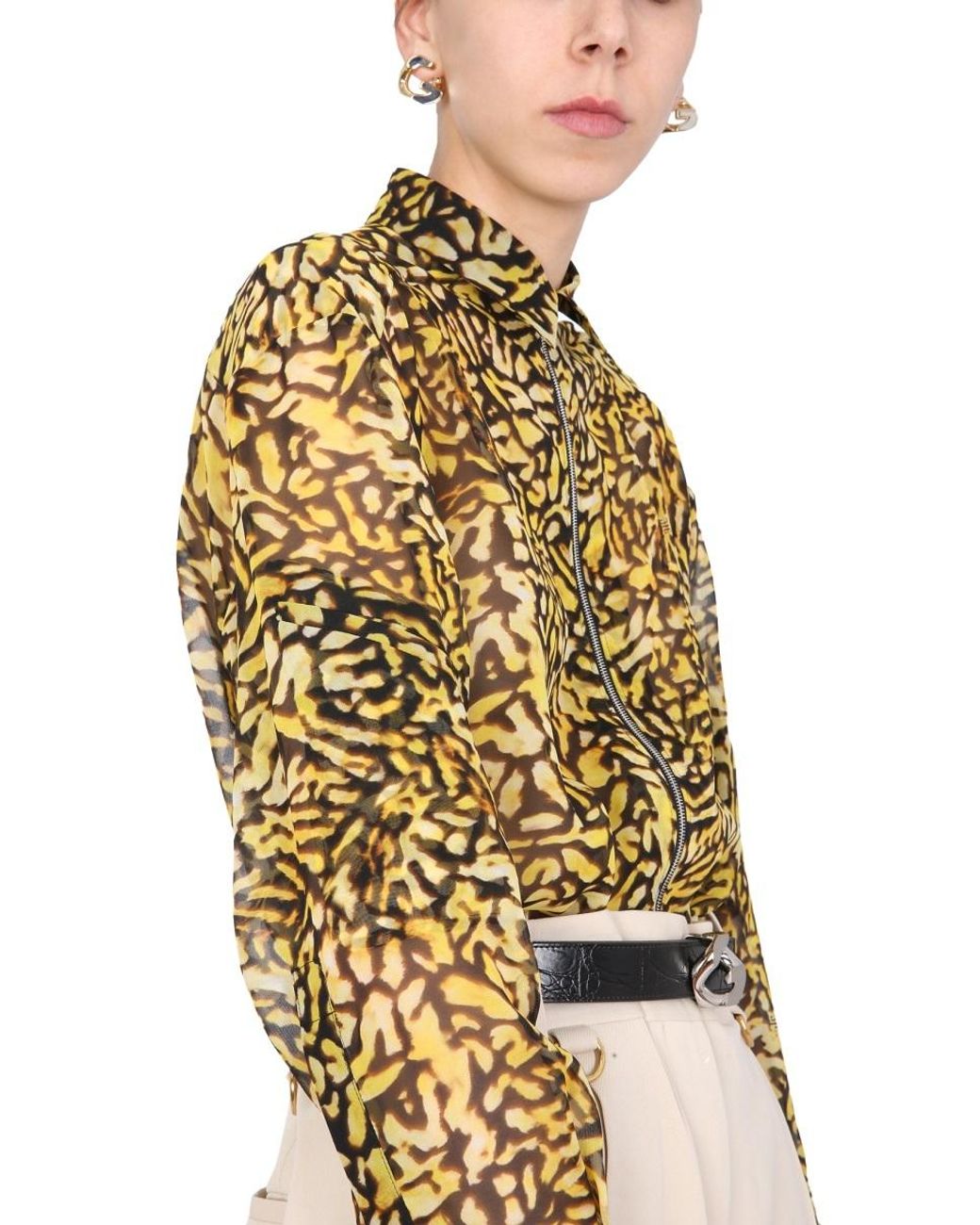 Givenchy Natural Animal Print Zipped Shirt