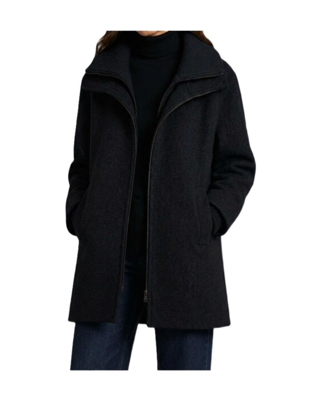 P.A.R.O.S.H. Black Two-Way Zipper Coat