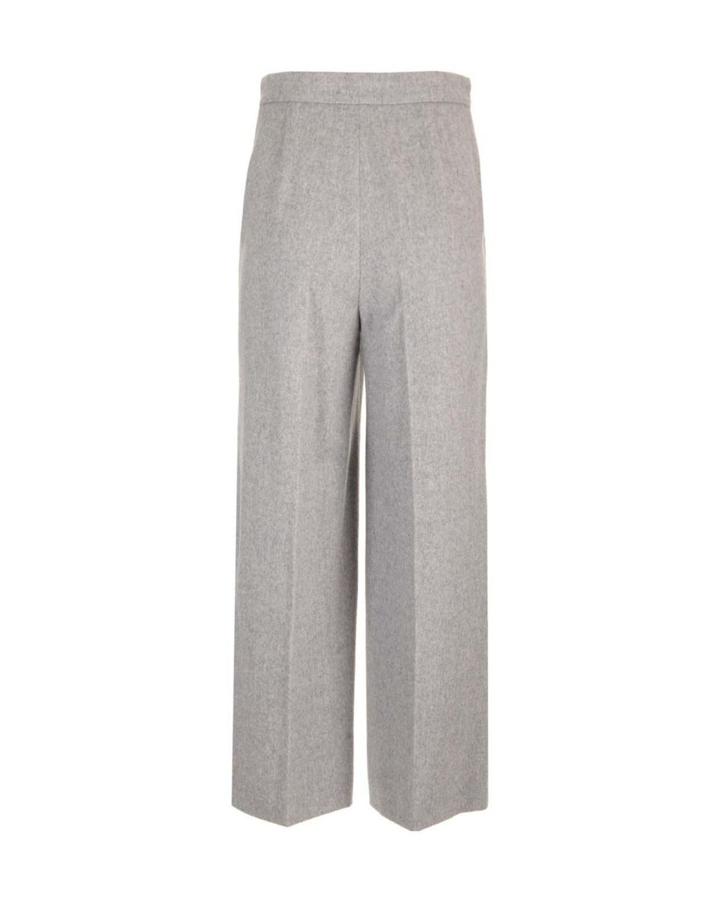 Max Mara Gray Studio Burano Cropped Wide Leg Trousers