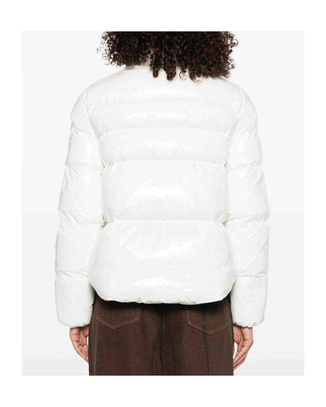 Pinko White Long-Sleeved Zip-Up Down Jacket